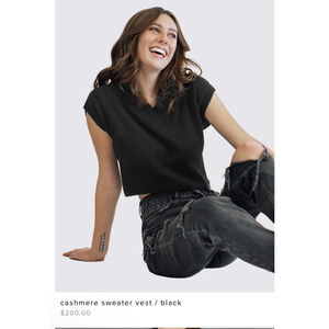 NWOT ZenZee Wear Happy Black Cashmere V-Neck Sweater L